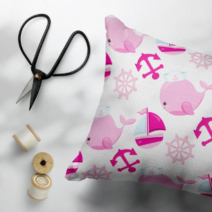 Patroon op walvissen, walvissen, roze walvissen accent kussen