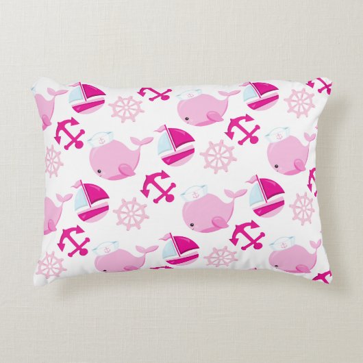 Patroon op walvissen, walvissen, roze walvissen accent kussen (Voorkant)