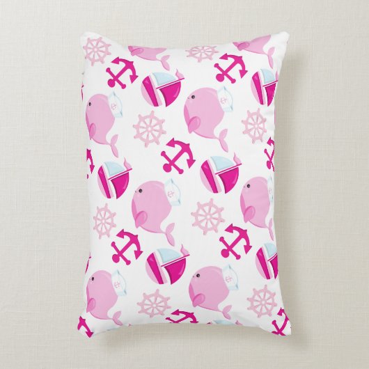 Patroon op walvissen, walvissen, roze walvissen accent kussen (Voorkant(Verticaal))
