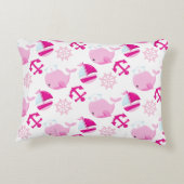 Patroon op walvissen, walvissen, roze walvissen accent kussen (Achterkant)
