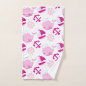 Patroon op walvissen, walvissen, roze walvissen bad handdoek (Handdoek)