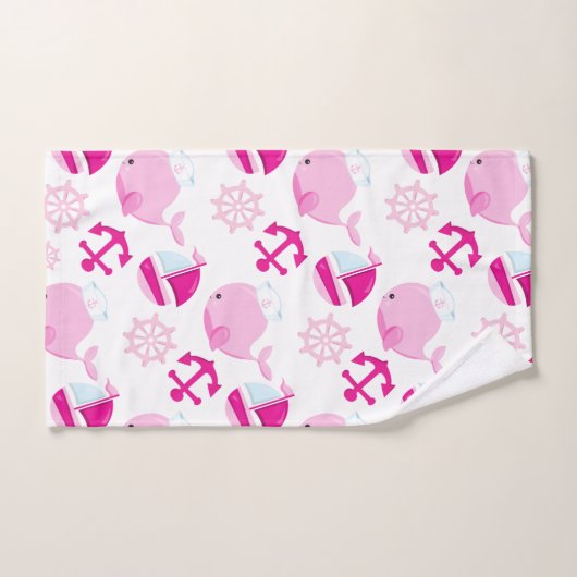 Patroon op walvissen, walvissen, roze walvissen bad handdoek (Handdoek)