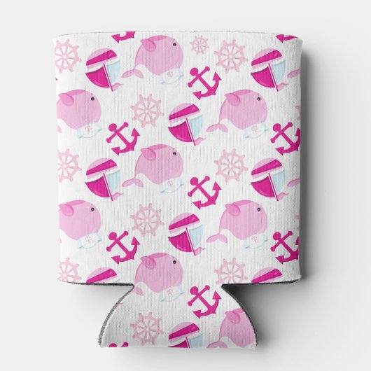 Patroon op walvissen, walvissen, roze walvissen blikjeskoeler (Achterkant)