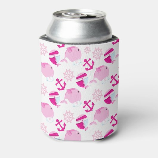 Patroon op walvissen, walvissen, roze walvissen blikjeskoeler (Blikje Achterkant)