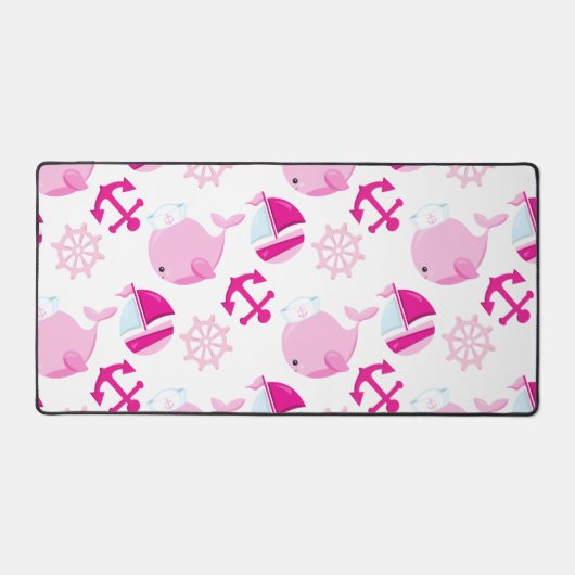 Patroon op walvissen, walvissen, roze walvissen bureaumat (Voorkant)
