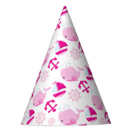 Patroon op walvissen, walvissen, roze walvissen feesthoedjes