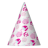 Patroon op walvissen, walvissen, roze walvissen feesthoedjes (Links)