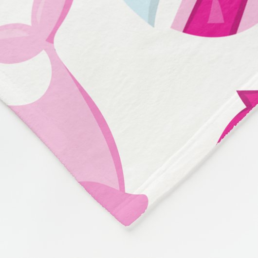 Patroon op walvissen, walvissen, roze walvissen fleece deken (Hoek)