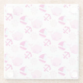 Patroon op walvissen, walvissen, roze walvissen glazen onderzetter (Achterkant)