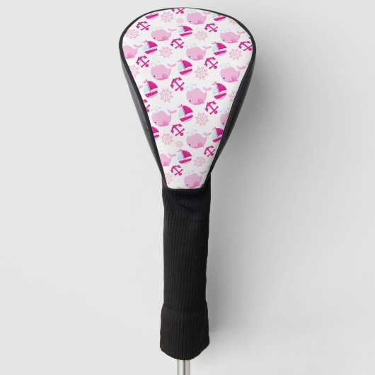 Patroon op walvissen, walvissen, roze walvissen golfheadcover (Voorkant)