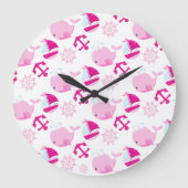 Patroon op walvissen, walvissen, roze walvissen grote klok (Voorkant)