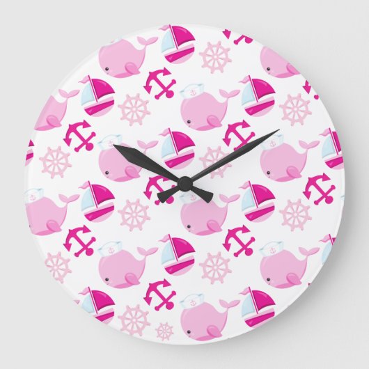 Patroon op walvissen, walvissen, roze walvissen grote klok (Voorkant)