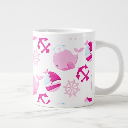 Patroon op walvissen, walvissen, roze walvissen grote koffiekop (Rechts)