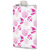 Patroon op walvissen, walvissen, roze walvissen heupfles (Links)