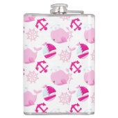 Patroon op walvissen, walvissen, roze walvissen heupfles (Achterkant)