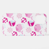 Patroon op walvissen, walvissen, roze walvissen iPhone hoesje (Achterkant horizontaal)
