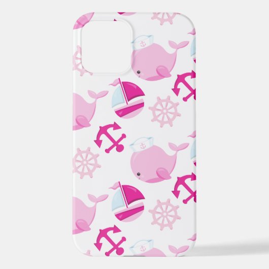 Patroon op walvissen, walvissen, roze walvissen iPhone hoesje (Achterkant)