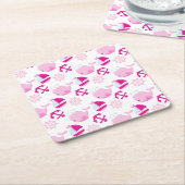 Patroon op walvissen, walvissen, roze walvissen kartonnen onderzetters (Schuin)