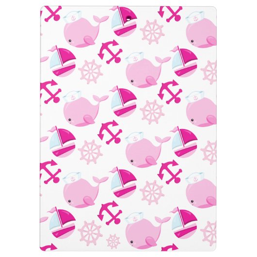 Patroon op walvissen, walvissen, roze walvissen klembord (Achterkant)
