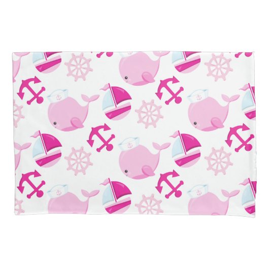 Patroon op walvissen, walvissen, roze walvissen kussensloop (Voorkant)