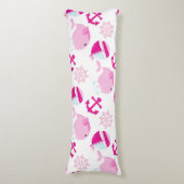 Patroon op walvissen, walvissen, roze walvissen lichaamskussen (Voorkant Verticaal)