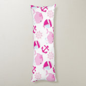 Patroon op walvissen, walvissen, roze walvissen lichaamskussen (Achterkant (Verticaal))