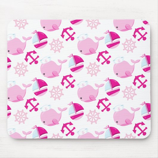 Patroon op walvissen, walvissen, roze walvissen muismat (Voorkant)