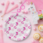 Patroon op walvissen, walvissen, roze walvissen papieren bordje (Feest)