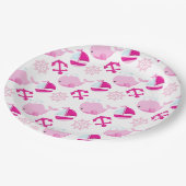 Patroon op walvissen, walvissen, roze walvissen papieren bordje (Gekanteld)