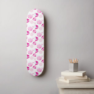 Patroon op walvissen, walvissen, roze walvissen persoonlijk skateboard