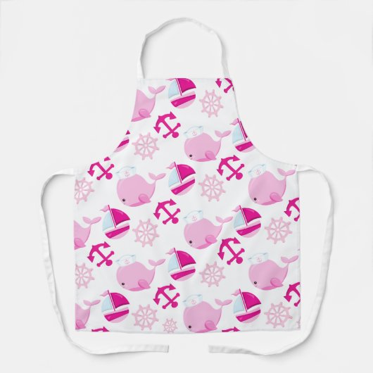 Patroon op walvissen, walvissen, roze walvissen schort (Voorkant)