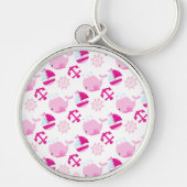 Patroon op walvissen, walvissen, roze walvissen sleutelhanger (Voorkant)