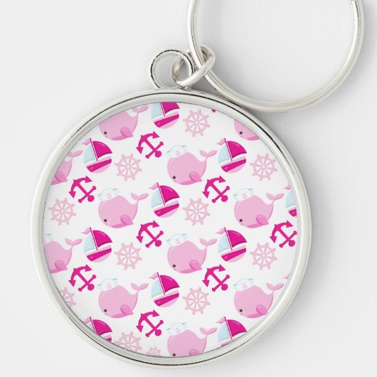 Patroon op walvissen, walvissen, roze walvissen sleutelhanger (Voorkant)