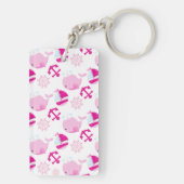 Patroon op walvissen, walvissen, roze walvissen sleutelhanger (achterkant)