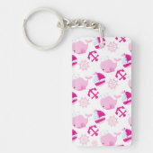 Patroon op walvissen, walvissen, roze walvissen sleutelhanger (Voorkant)