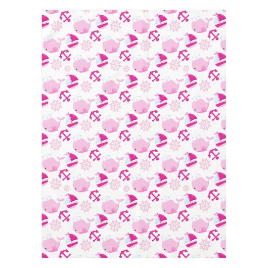 Patroon op walvissen, walvissen, roze walvissen tafelkleed (Voorkant)