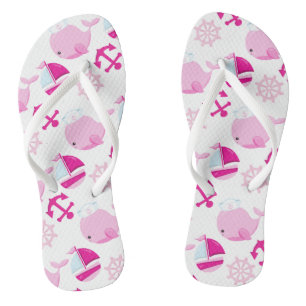 Patroon op walvissen, walvissen, roze walvissen teenslippers