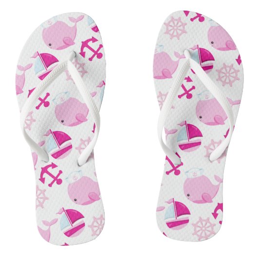 Patroon op walvissen, walvissen, roze walvissen teenslippers (Voetbed)