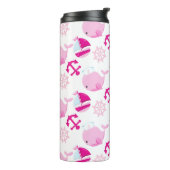 Patroon op walvissen, walvissen, roze walvissen thermosbeker (Gedraaid links)