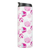 Patroon op walvissen, walvissen, roze walvissen thermosbeker (Geroteerd rechts)