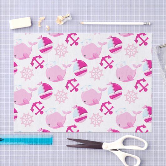 Patroon op walvissen, walvissen, roze walvissen tissuepapier (Craft)