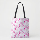 Patroon op walvissen, walvissen, roze walvissen tote bag (Voorkant)