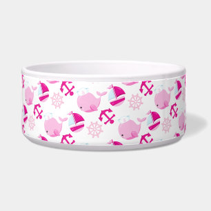 Patroon op walvissen, walvissen, roze walvissen voerbakje