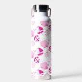 Patroon op walvissen, walvissen, roze walvissen waterfles (Voorkant)