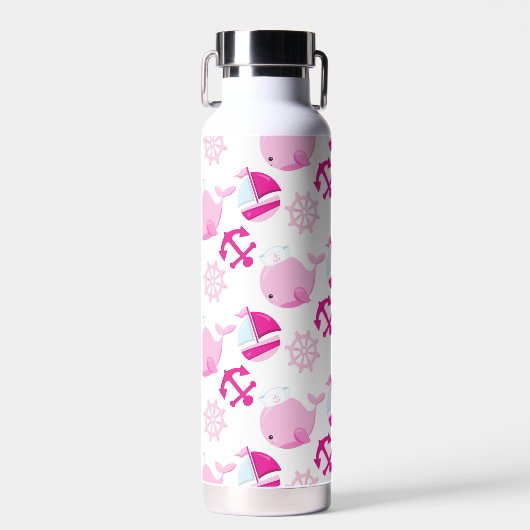 Patroon op walvissen, walvissen, roze walvissen waterfles