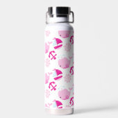 Patroon op walvissen, walvissen, roze walvissen waterfles (Achterkant)