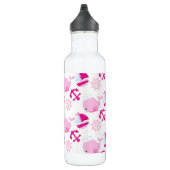 Patroon op walvissen, walvissen, roze walvissen waterfles  (Rechts)