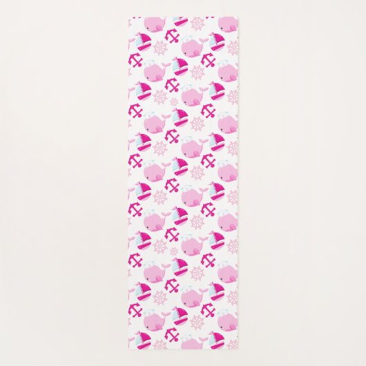 Patroon op walvissen, walvissen, roze walvissen yogamat (Achterkant)
