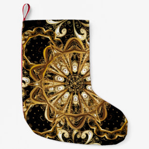  patroon op zwarte achtergrond met gouden el kleine kerstsok