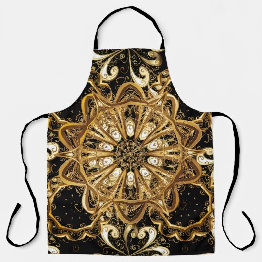 patroon op zwarte achtergrond met gouden el schort (Voorkant)